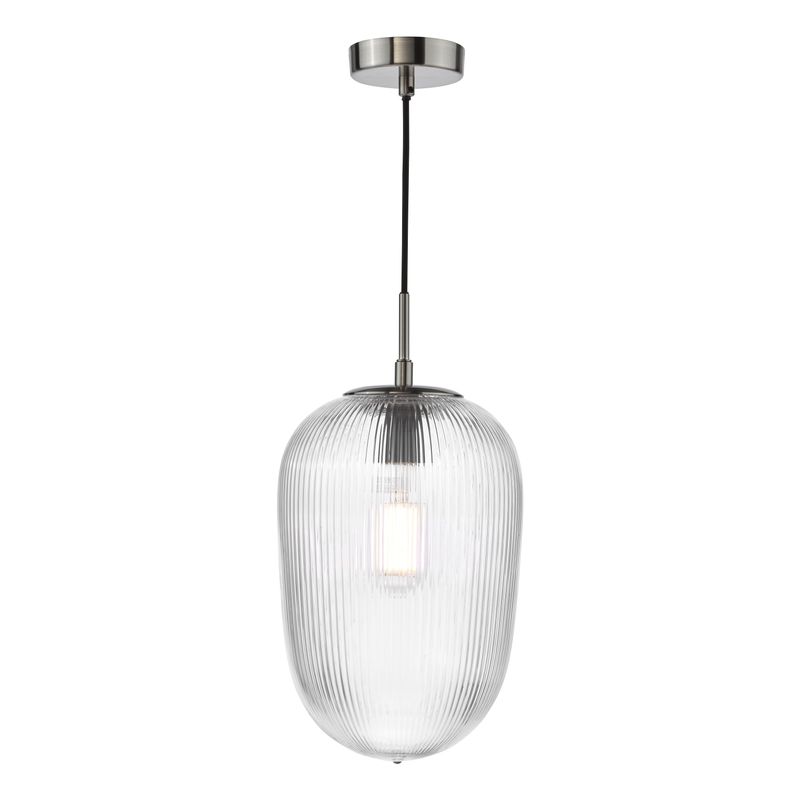 ​Abrielle Pendant Light – Polished Nickel & Ribbed Glass