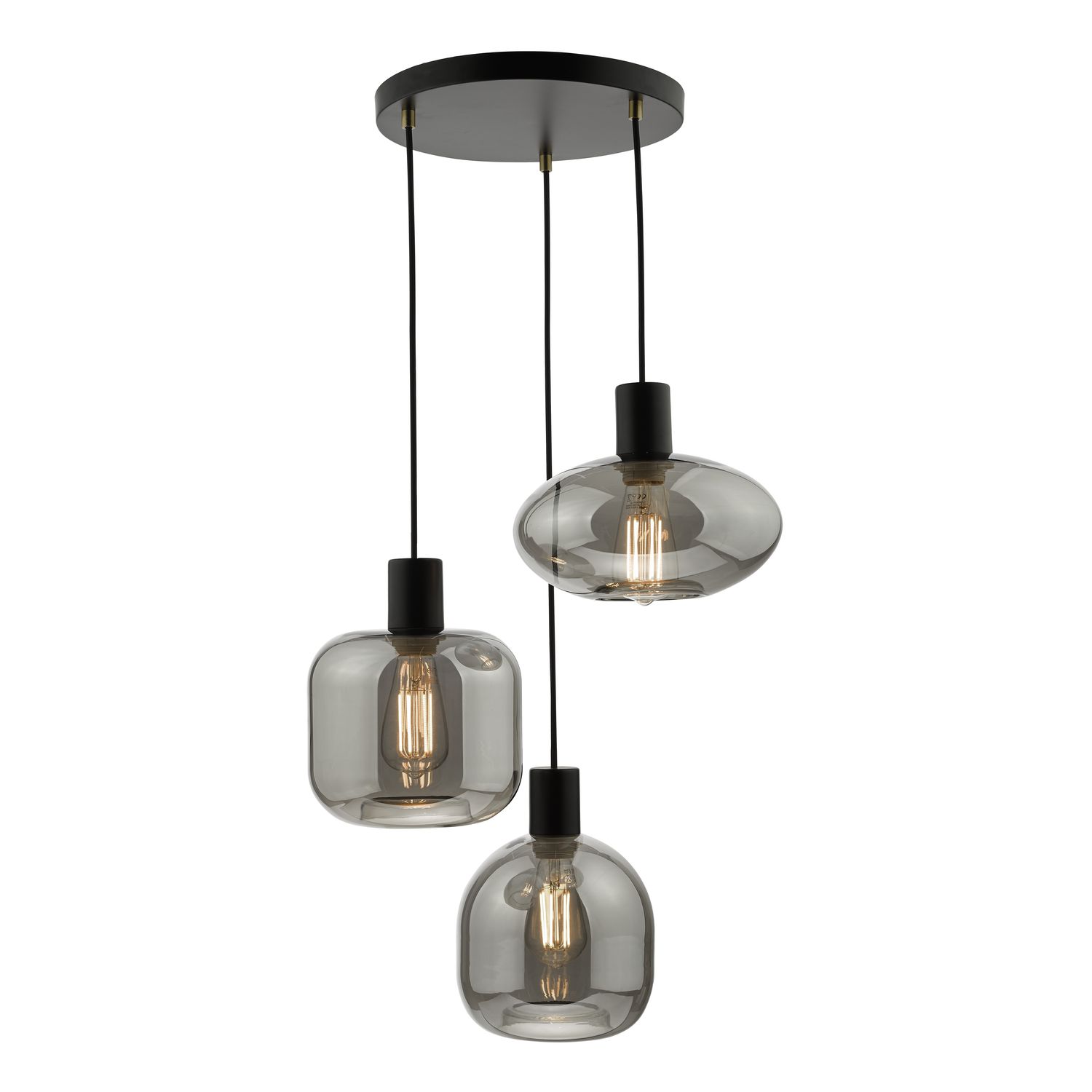​Aiden 3-Light Cluster Pendant – Modern Statement Chandelier with Smoked Glass Shades
