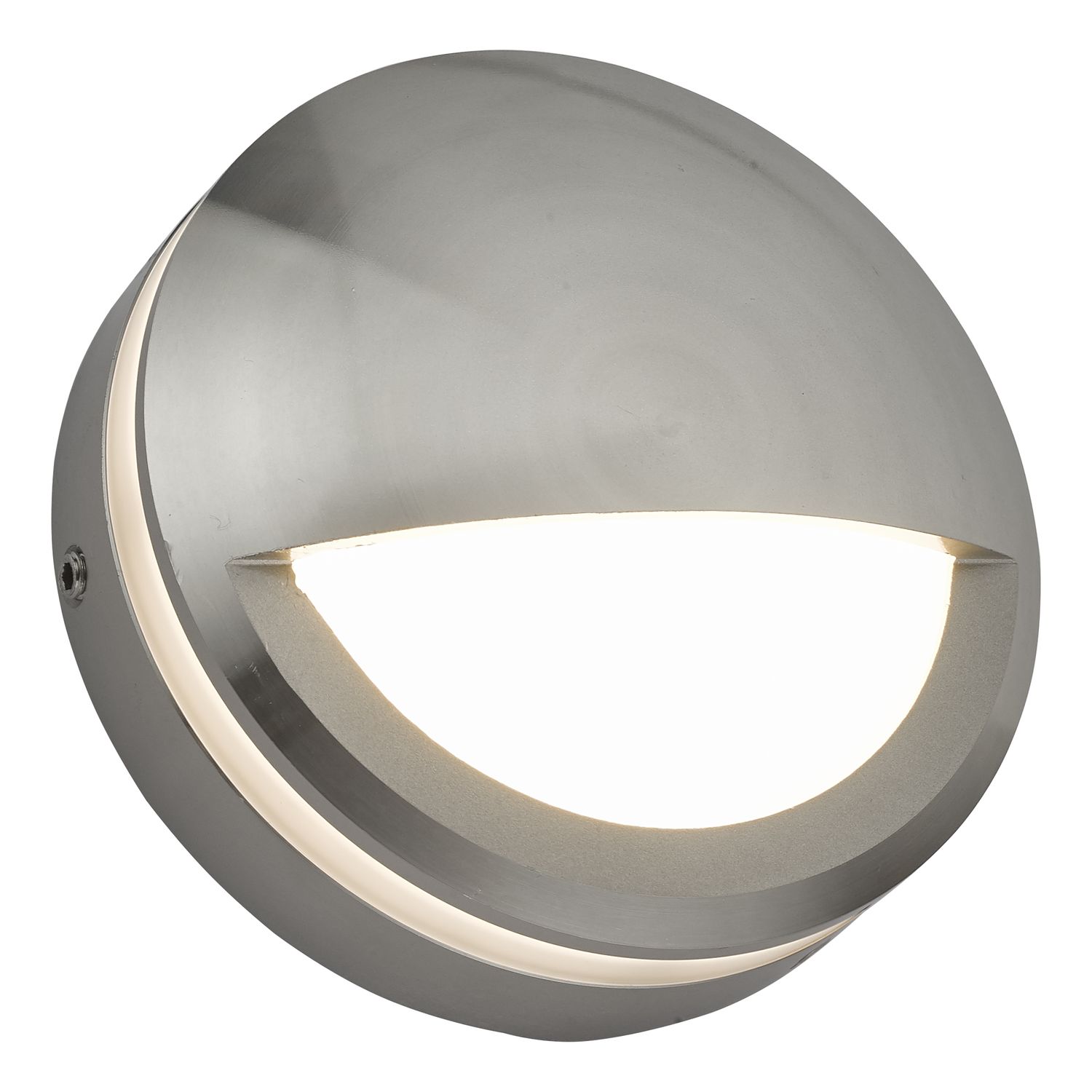 ​Akos Round Eyelid Outdoor Wall Light – Brushed Aluminium IP65 LED