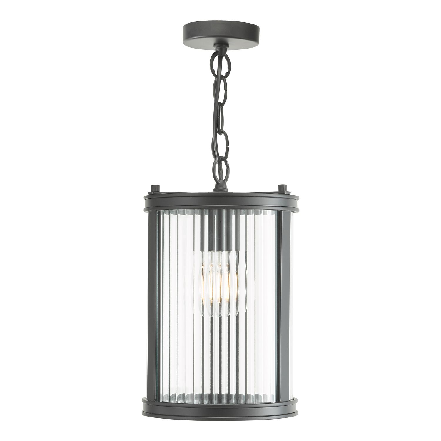 ​Bianka Pendant Light – Matt Black & Ribbed Glass