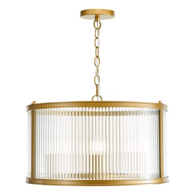 Bianka 3-Light Pendant – Satin Bronze & Ribbed Glass