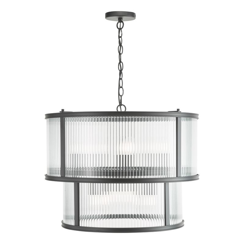 Bianka 6-Light Pendant – Matte Black & Ribbed Glass Bianka 6-Light Pendant – Matte Black & Ribbed Glass