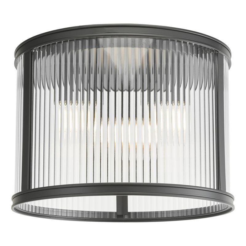 Bianka 3-Light Flush Ceiling Light – Matt Black & Ribbed Glass