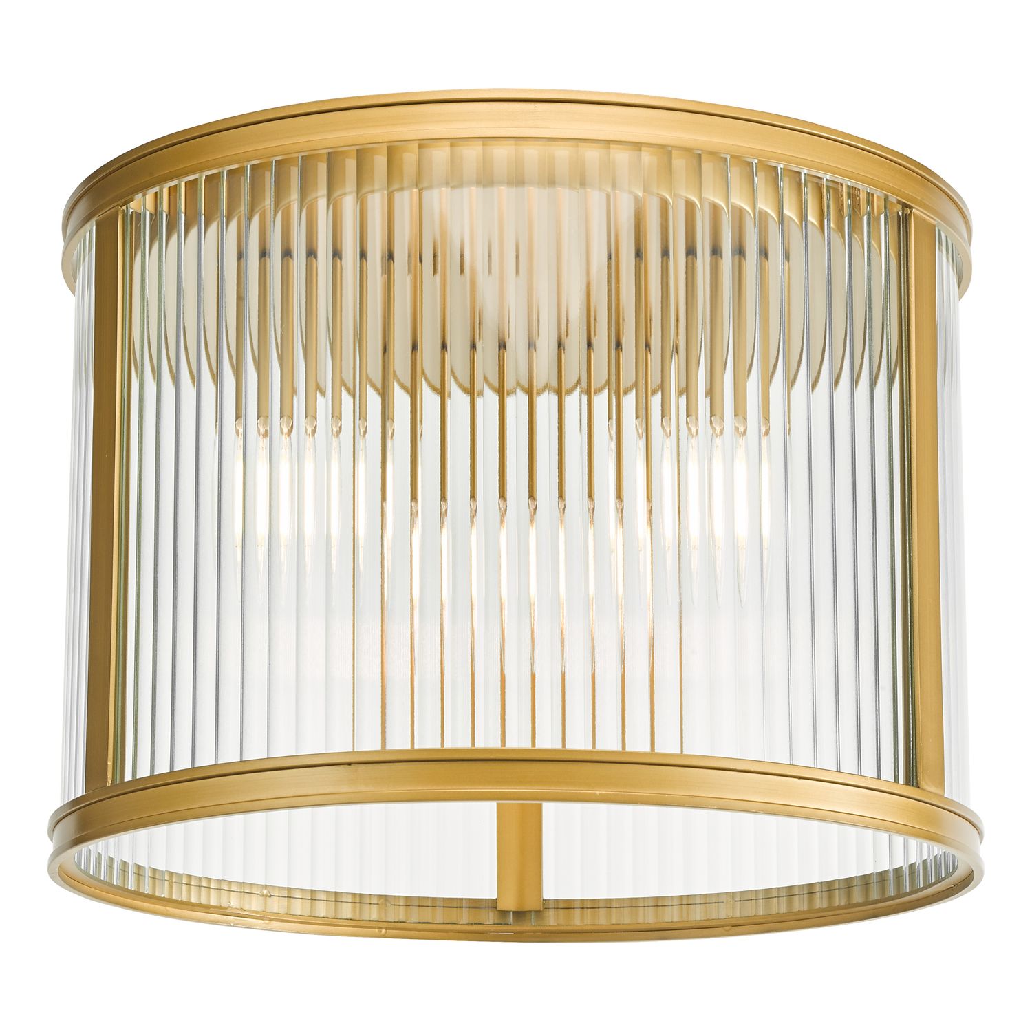 ​Bianka 3-Light Flush Ceiling Light – Satin Bronze & Ribbed Glass