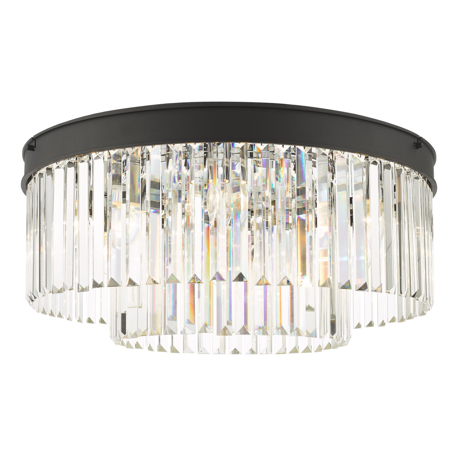 ​Celeus 6-Light Flush Mount – Matte Anthracite & Crystal