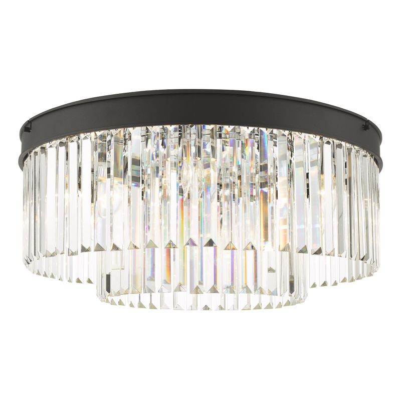 ​Celeus 6-Light Flush Mount – Matte Anthracite & Crystal