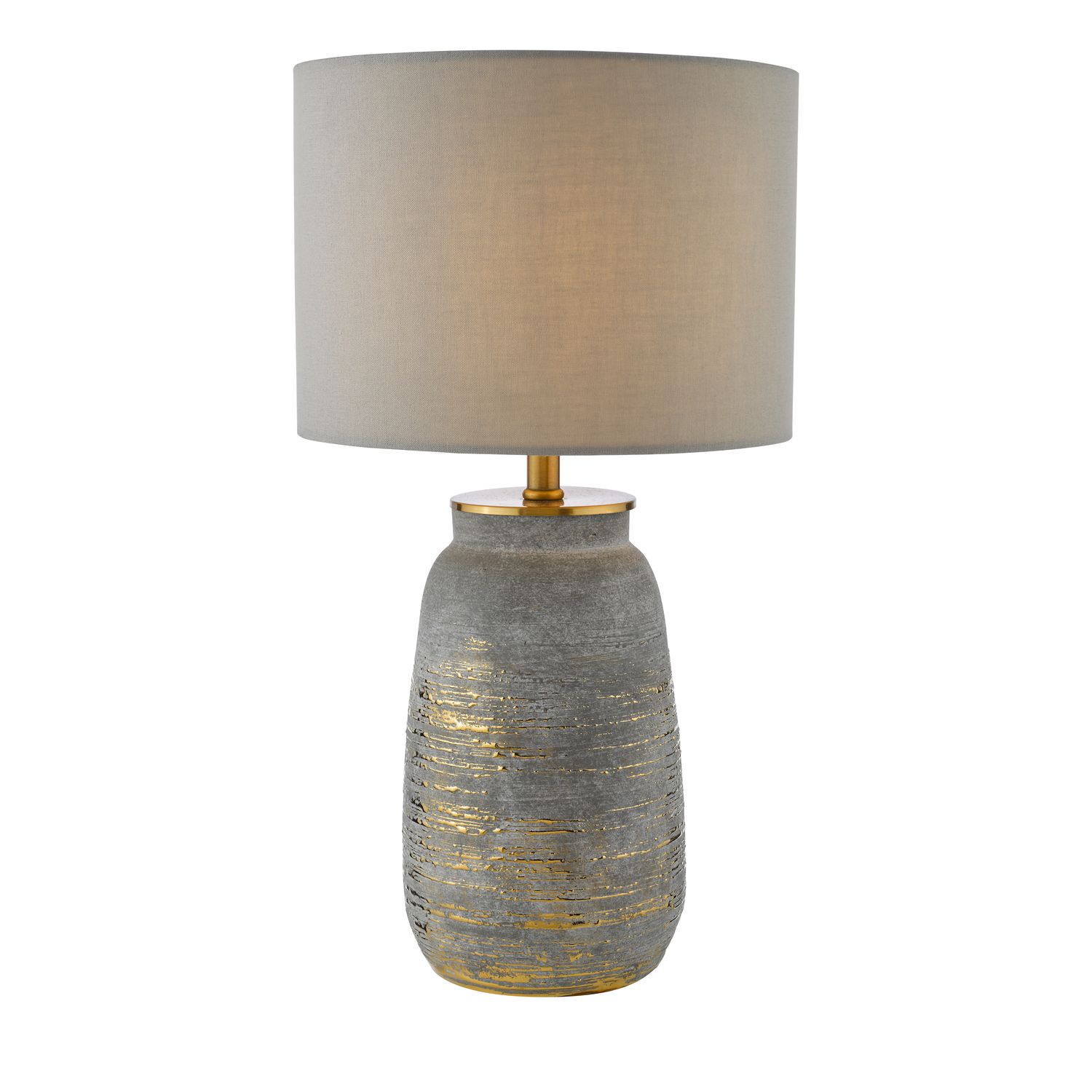 ​Creon Ceramic Table Lamp – Industrial Chic in Grey & Brass