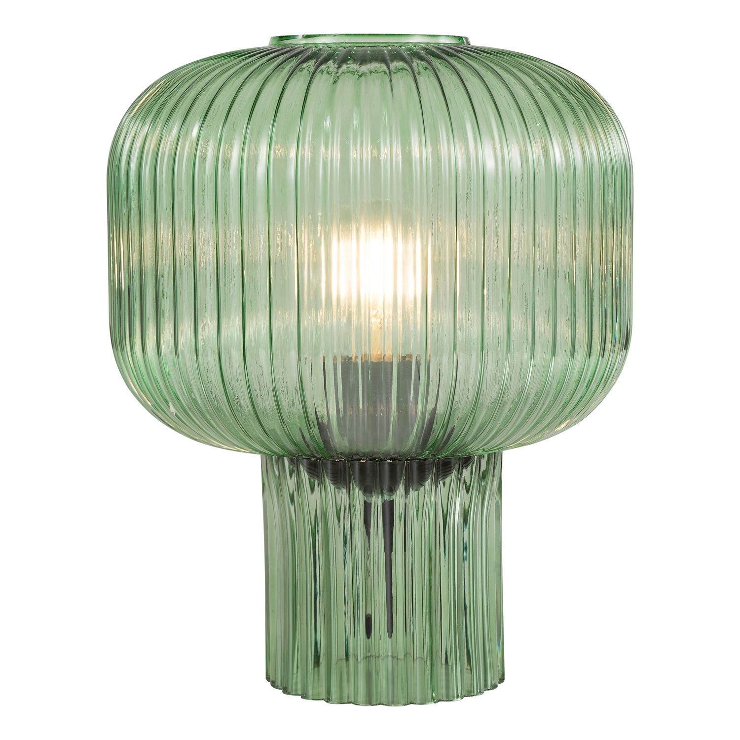 ​Demarius Table Lamp – Forest Green Ribbed Glass | Mid-Century Statement Piece