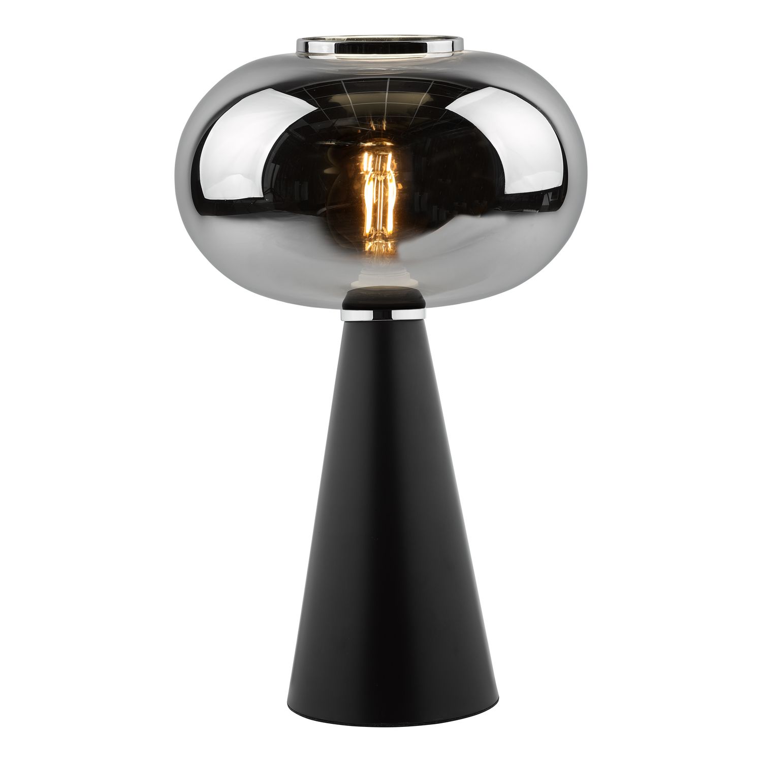 ​Jensen Table Lamp – Smoked Glass & Satin Black | Retro-Futuristic Lighting
