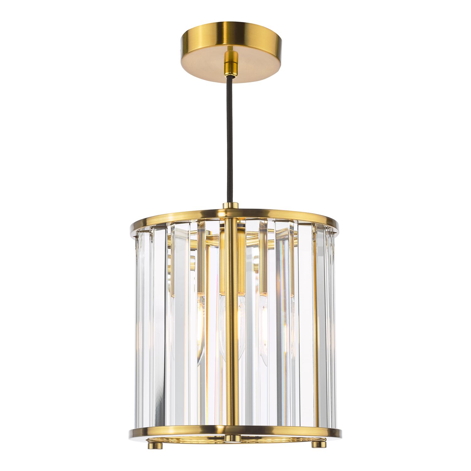 ​Kiran Single Pendant in Natural Brass & Crystal