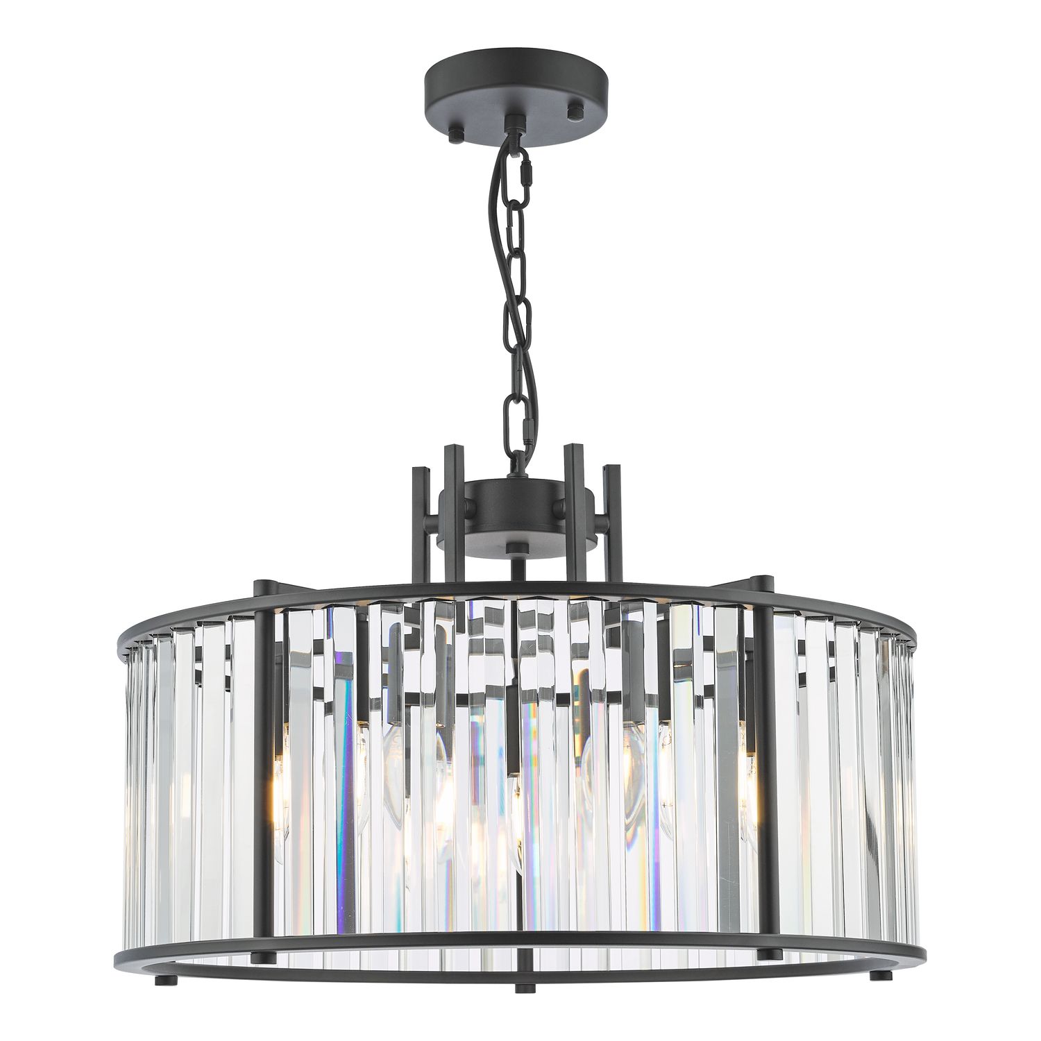 ​Kiran 5-Light Pendant in Satin Black & Crystal