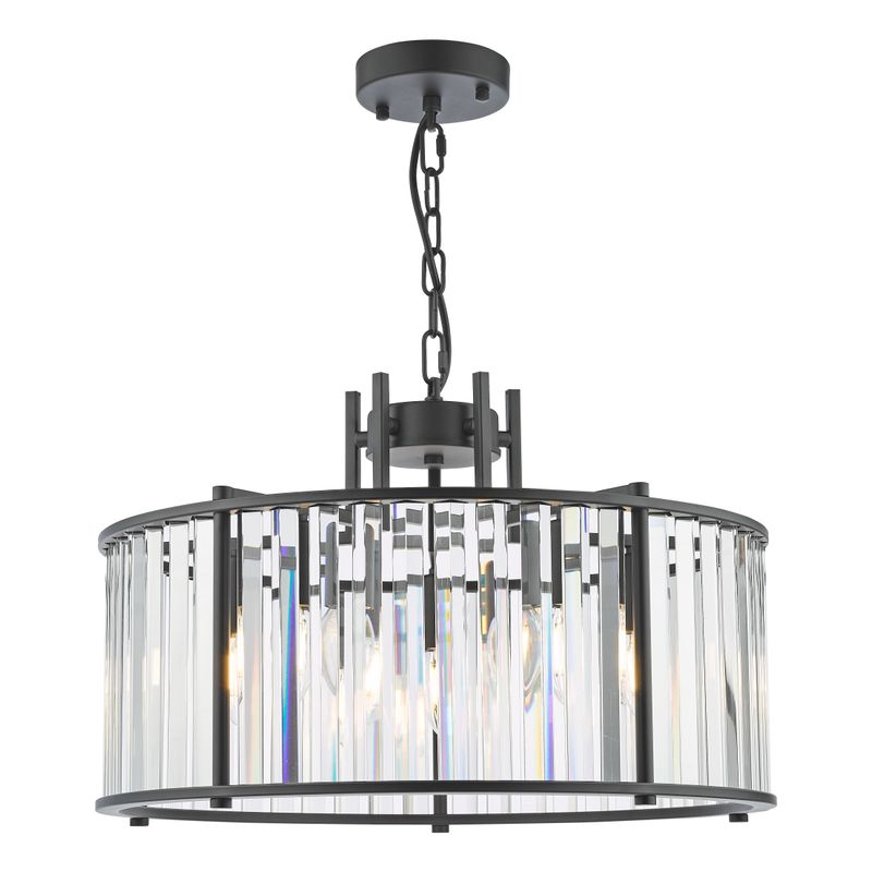 Kiran 5-Light Pendant in Satin Black & Crystal Kiran 5-Light Pendant in Satin Black & Crystal