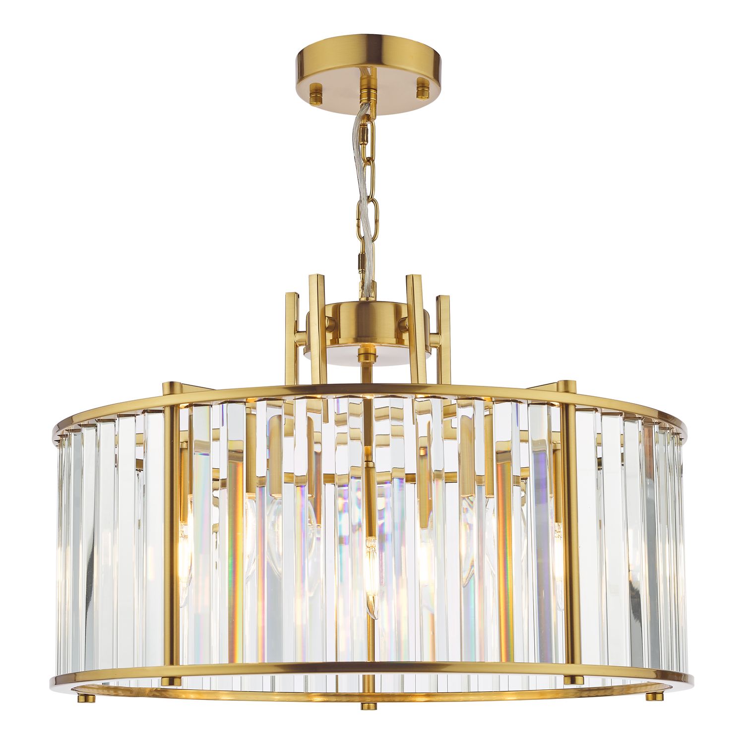 ​Kiran 5-Light Pendant in Natural Brass & Crystal