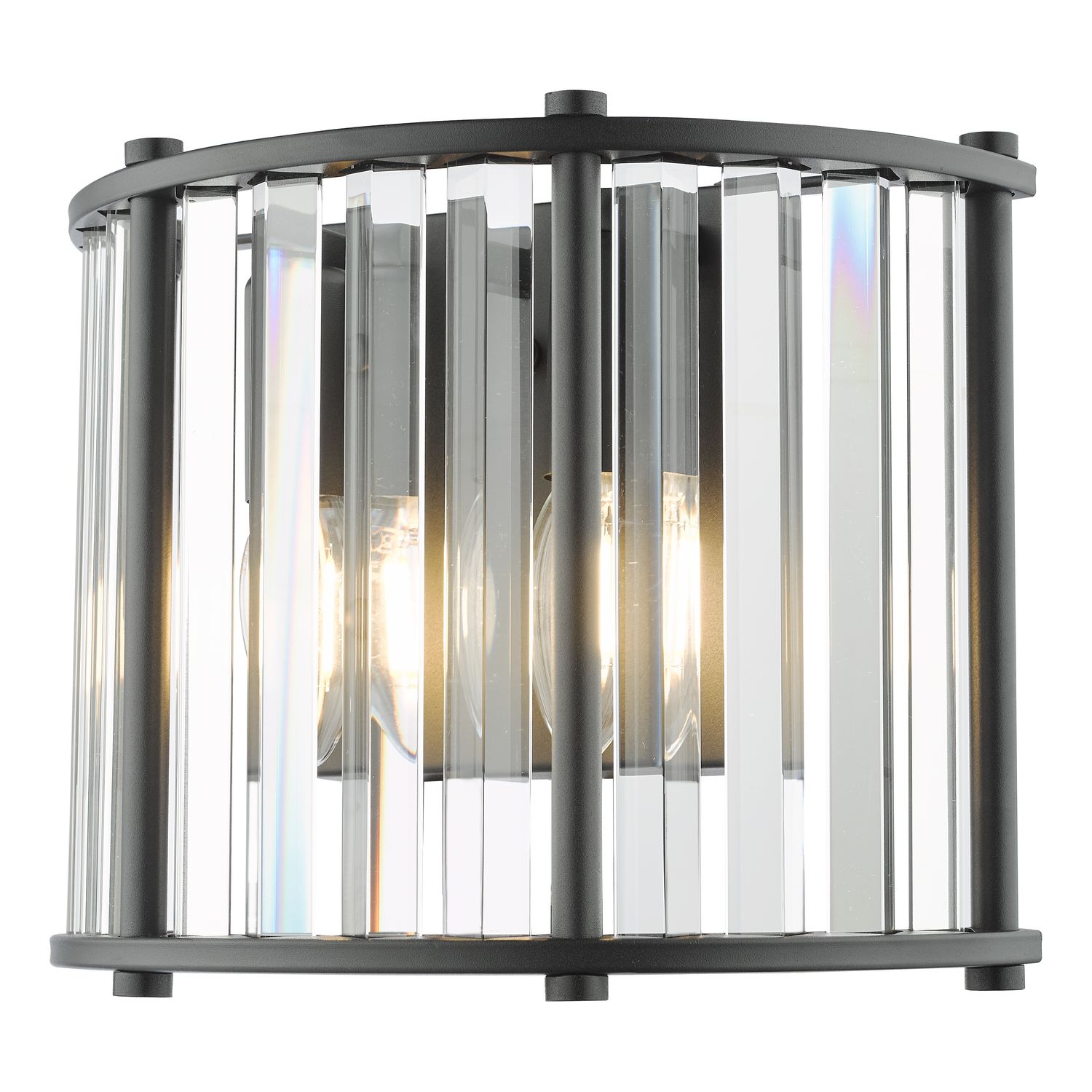 ​Kiran 2-Light Wall Light in Satin Black & Crystal