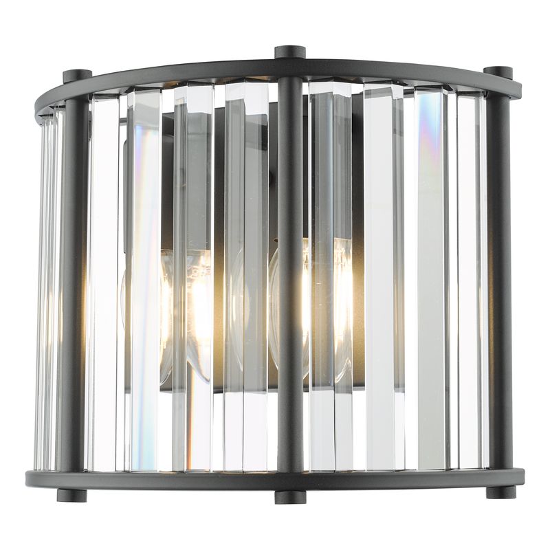 Kiran 2-Light Wall Light in Satin Black & Crystal Kiran 2-Light Wall Light in Satin Black & Crystal