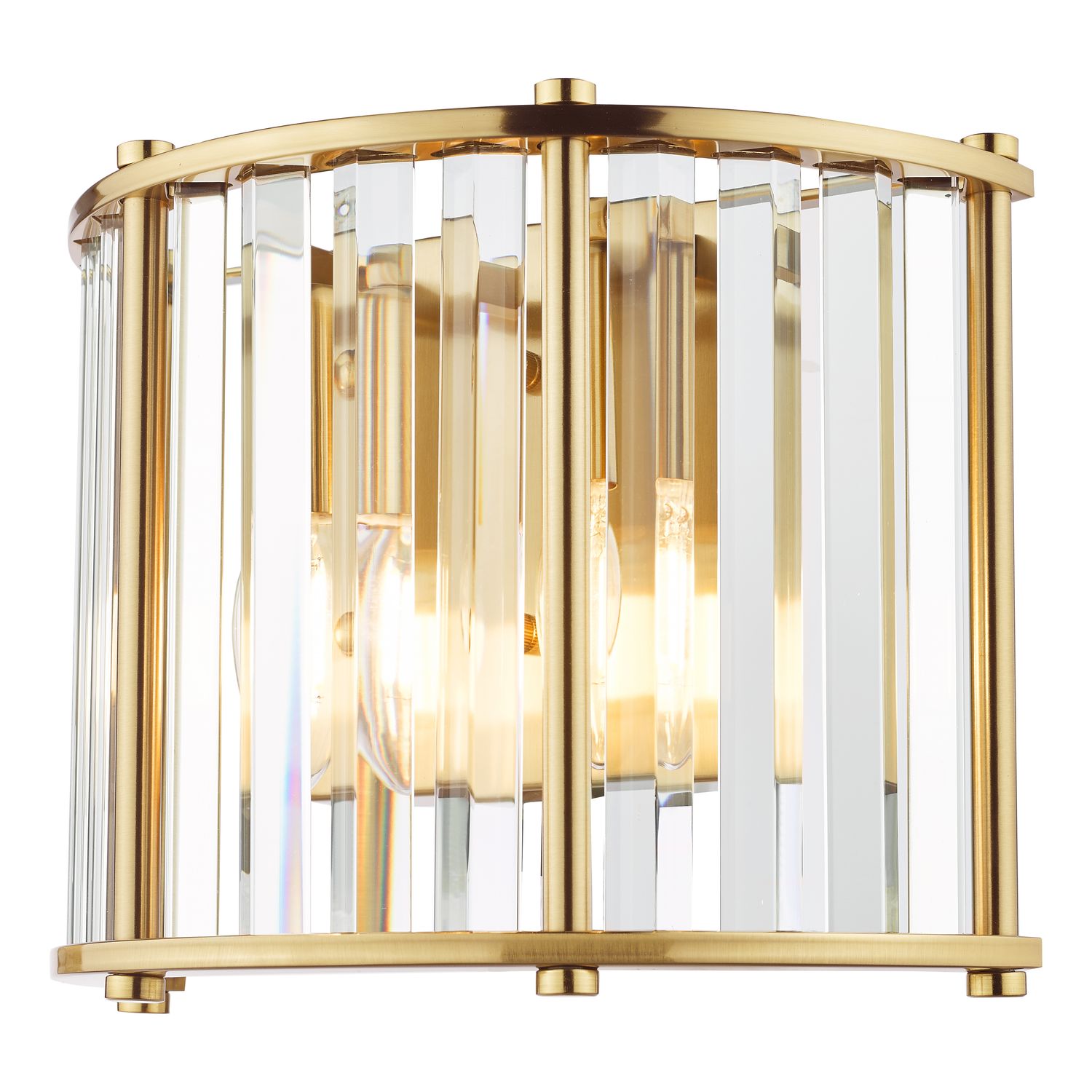 Kiran 2-Light Wall Light in Natural Brass & Crystal