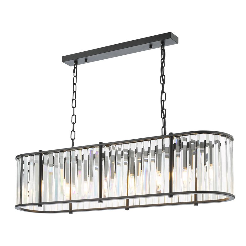 Kiran 7-Light Bar Pendant in Satin Black & Crystal Kiran 7-Light Bar Pendant in Satin Black & Crystal