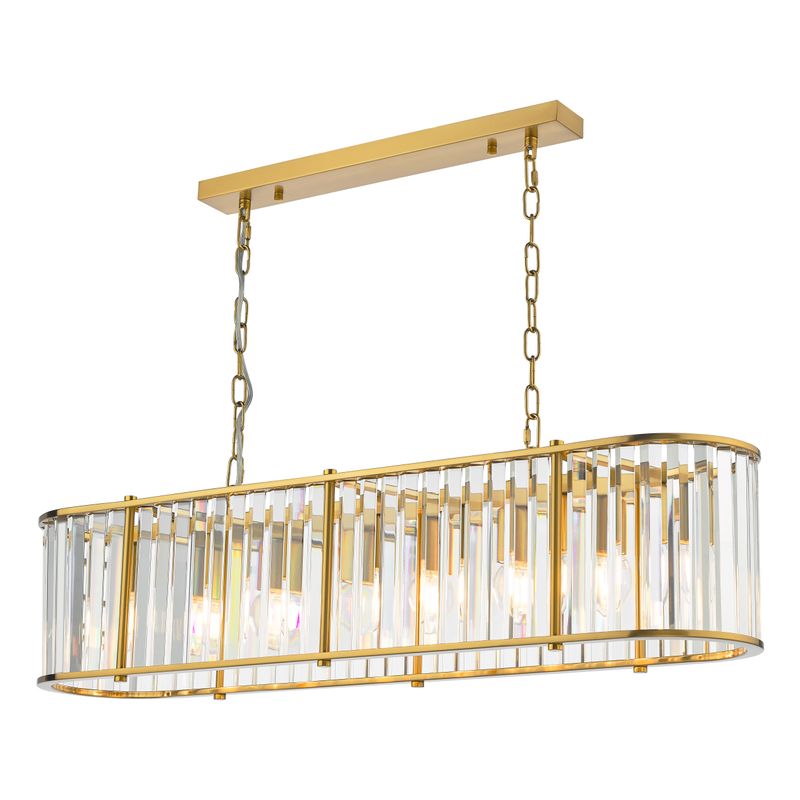 Kiran 7-Light Bar Pendant in Natural Brass & Crystal Kiran 7-Light Bar Pendant in Natural Brass & Crystal