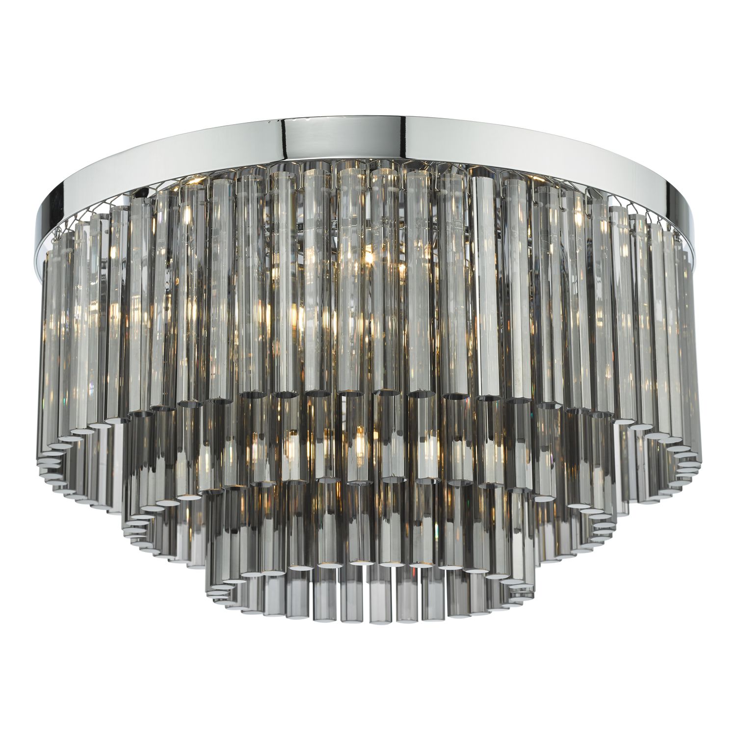 ​Logan 5-Light Semi-Flush Ceiling Light – Polished Chrome & Smoked Glass