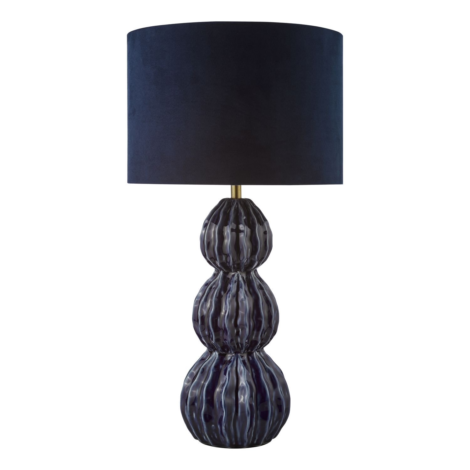 ​Lorelai Table Lamp – Textured Blue Ceramic & Velvet Shade