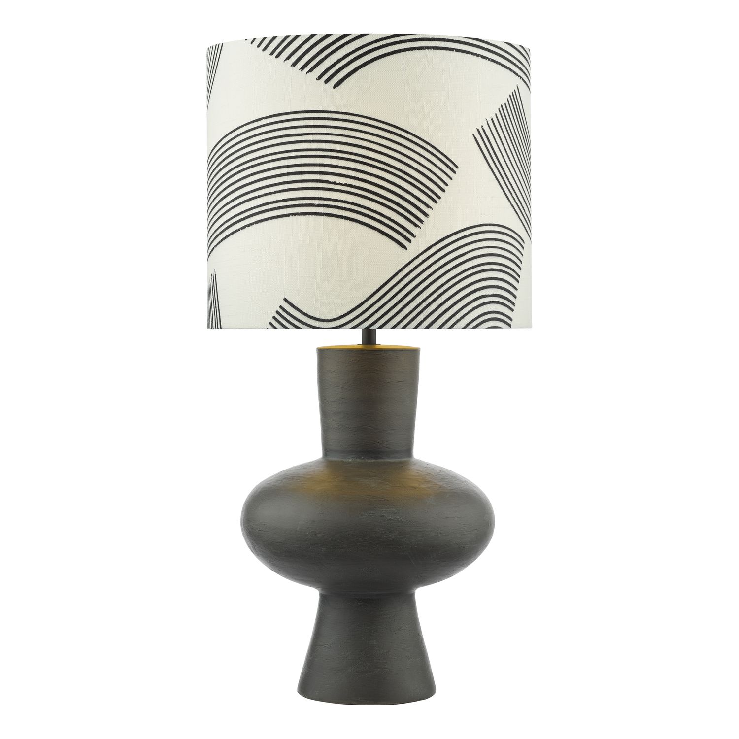​  Miho Table Lamp – Black/Bronze with Linen Shade | 70s-Inspired Industrial Chic