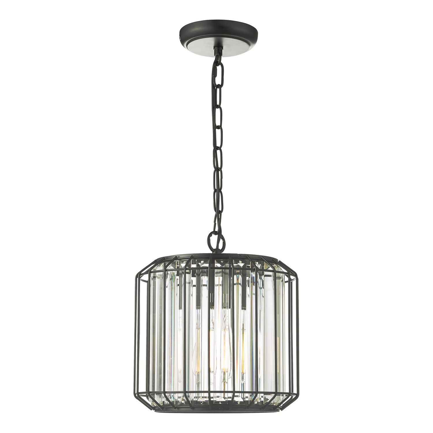 ​Naeva Pendant Light – Satin Black & Crystal