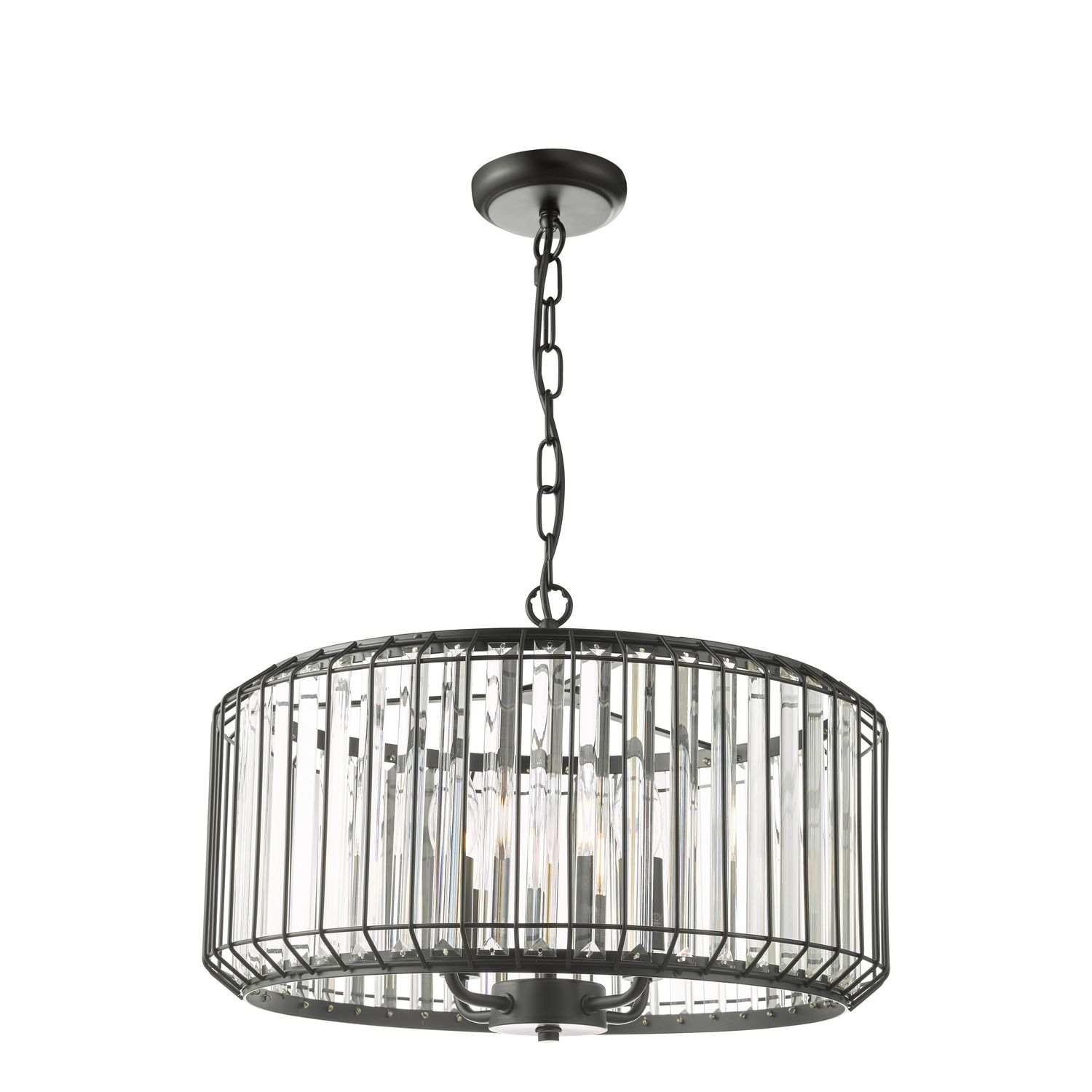 ​Naeva 4-Light Pendant – Satin Black & Crystal
