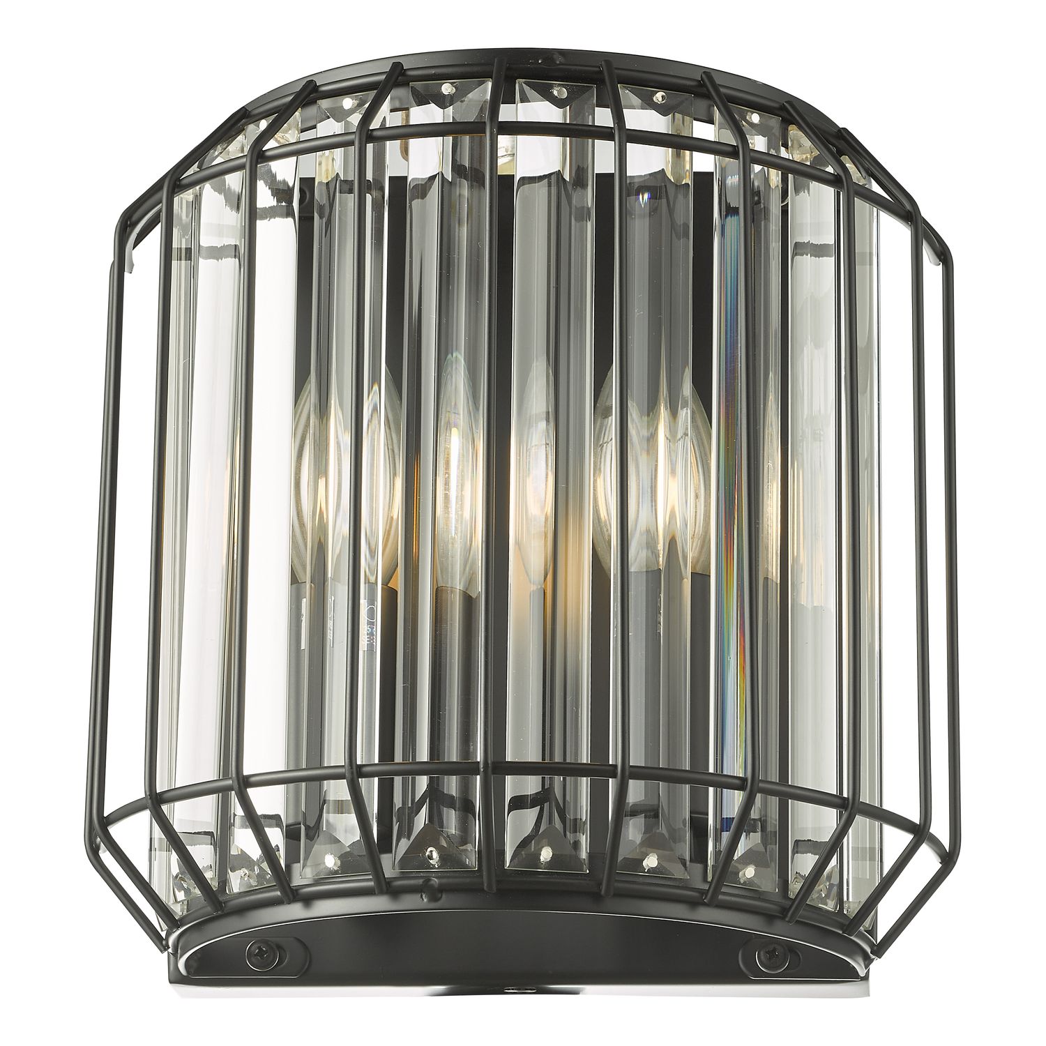​Naeva 2-Light Wall Light – Matt Black & Crystal