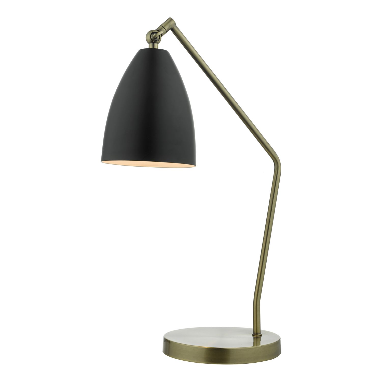 ​OLLY Adjustable Task Lamp – Antique Brass & Matt Black | Mid-Century Desk Light