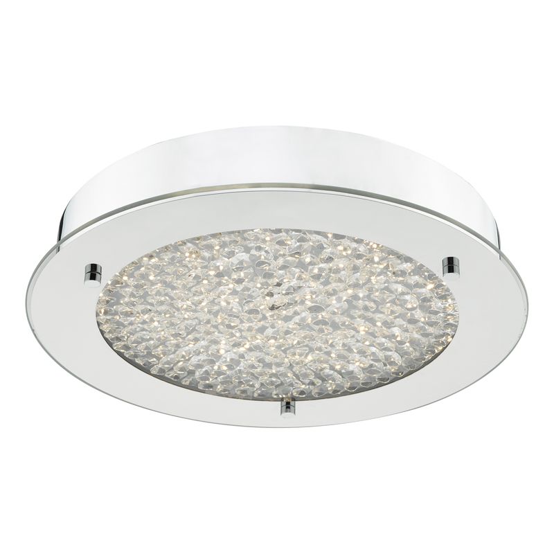Peta Small Bathroom Flush Polished Chrome Crystal Light LED IP44