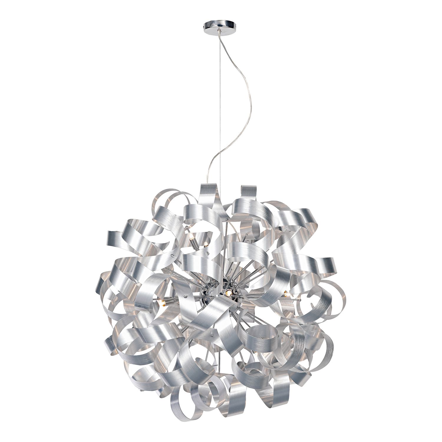 RAWLEY 12-Light Pendant – Brushed Aluminium & Polished Chrome | Architectural Statement