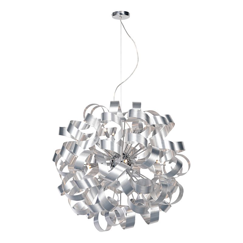 RAWLEY 12-Light Pendant – Brushed Aluminium & Polished Chrome | Architectural Statement