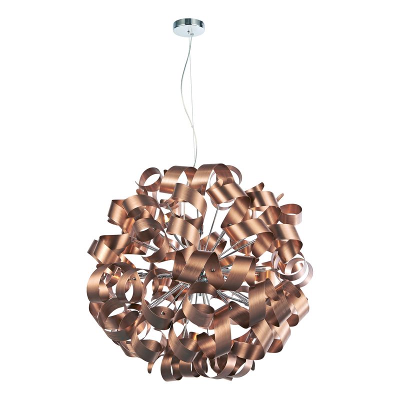 Rawley 12-Light Pendant – Brushed Copper & Chrome | Dramatic Statement Lighting