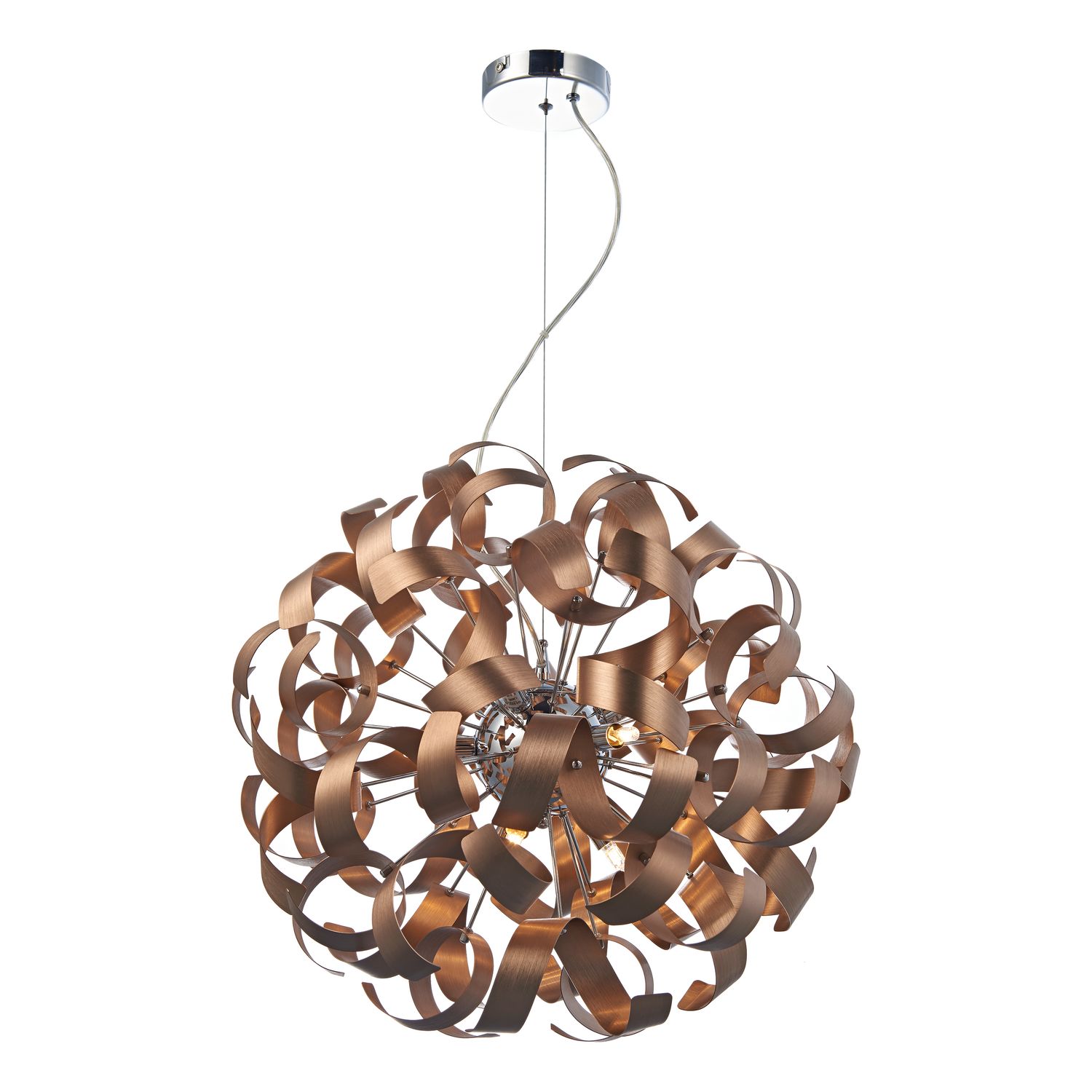 Rawley 9-Light Pendant – Brushed Copper & Chrome | Contemporary Statement Piece