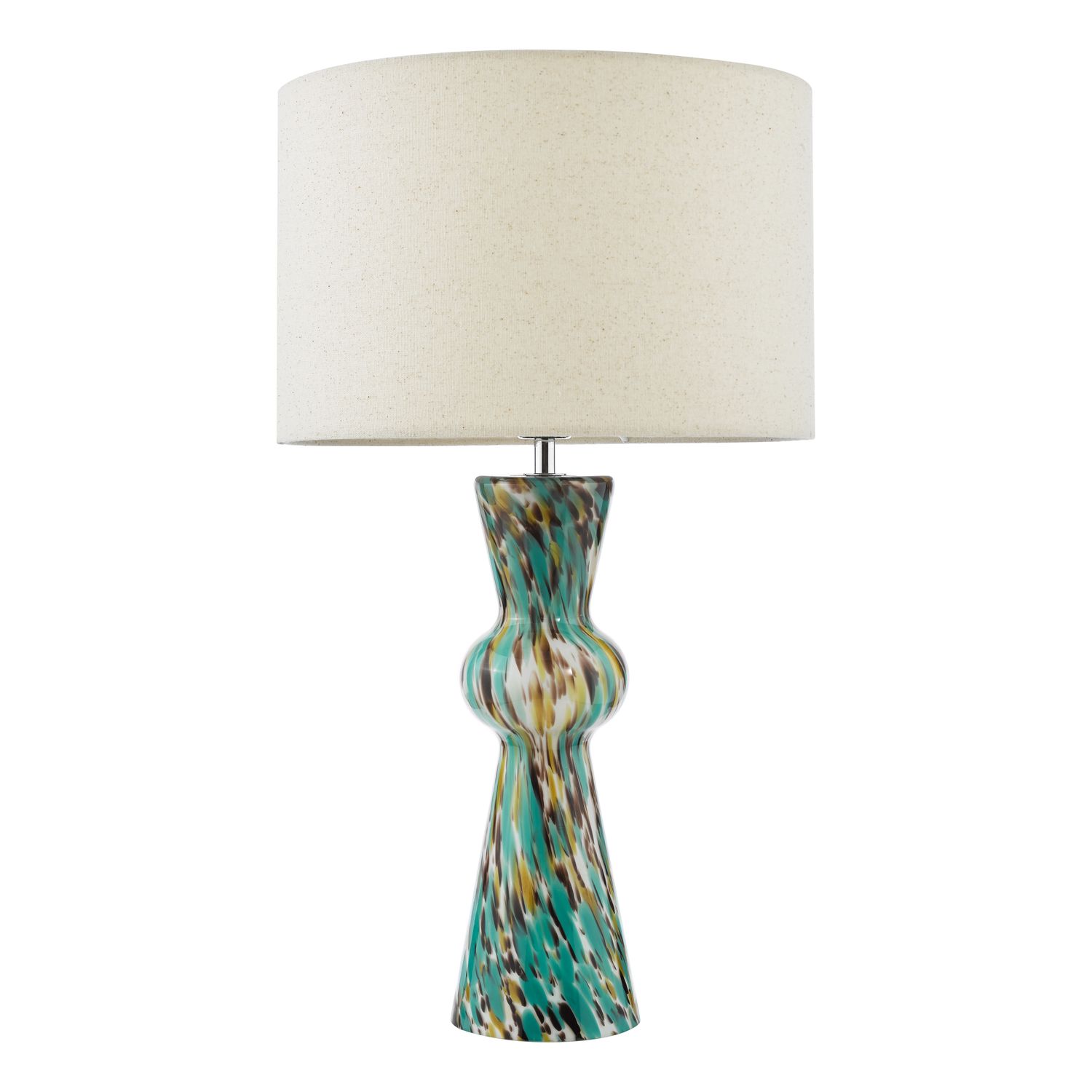 ​Rheneas Table Lamp – Blue Confetti Glass & Polished Chrome | Handcrafted Artisan Lighting