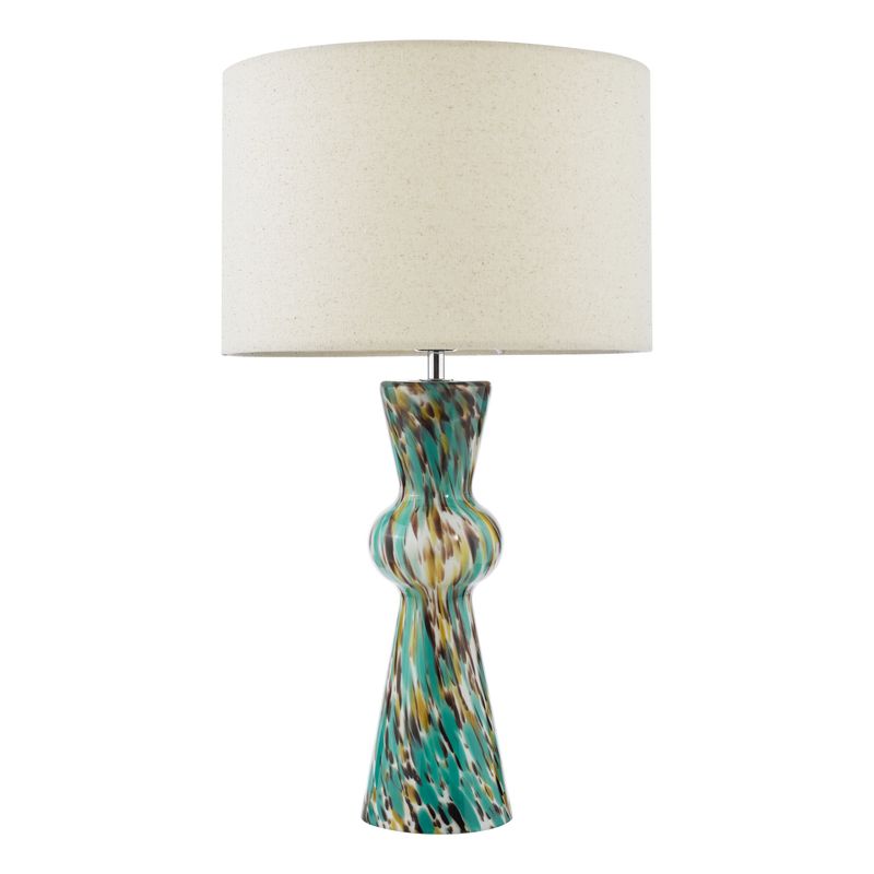 ​Rheneas Table Lamp – Blue Confetti Glass & Polished Chrome | Handcrafted Artisan Lighting
