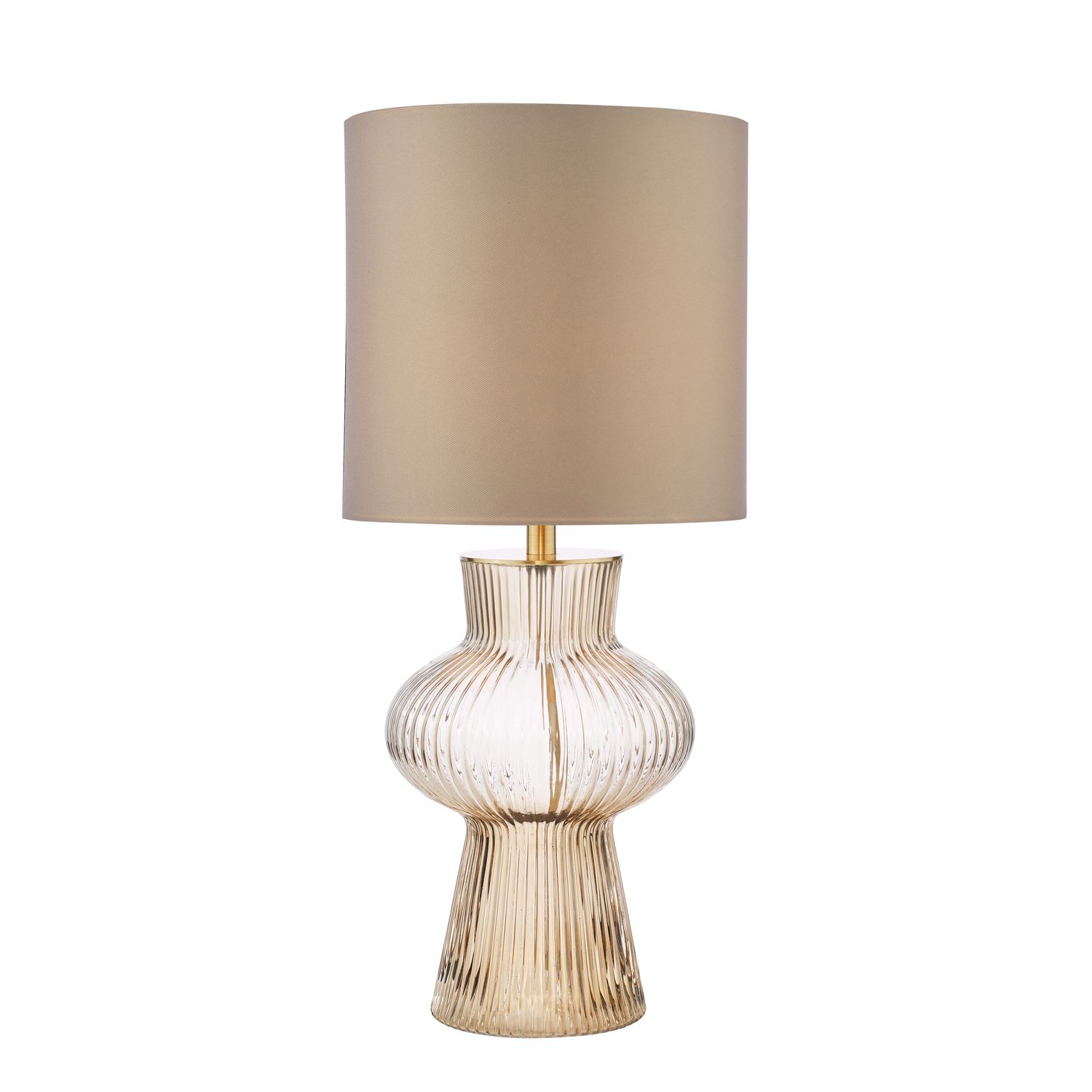 ​Suelita Table Lamp – Brown Ribbed Glass & Antique Brass | Timeless Elegance