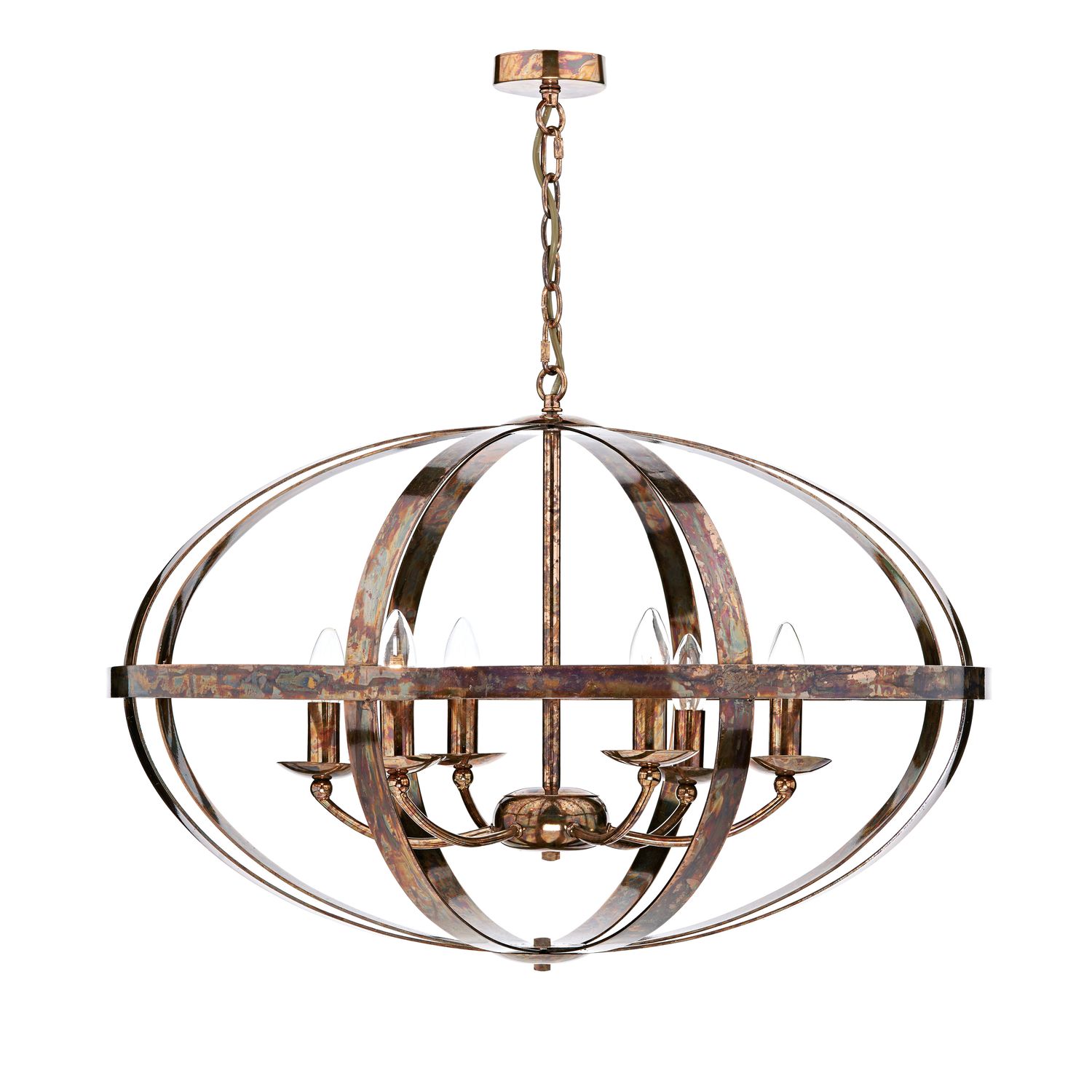 ​SYMBOL 6-Light Pendant – Petrol Copper | Industrial Modern Chandelier