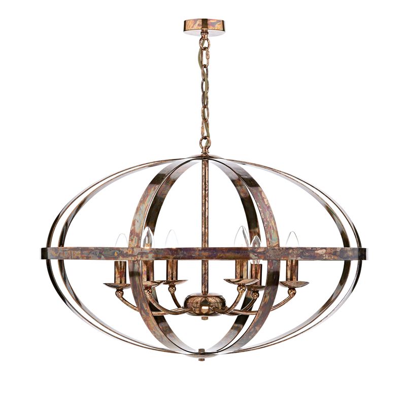 ​SYMBOL 6-Light Pendant – Petrol Copper | Industrial Modern Chandelier