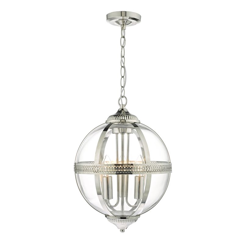 Vanessa 3-Light Pendant in Polished Nickel & Glass Vanessa 3-Light Pendant in Polished Nickel & Glass