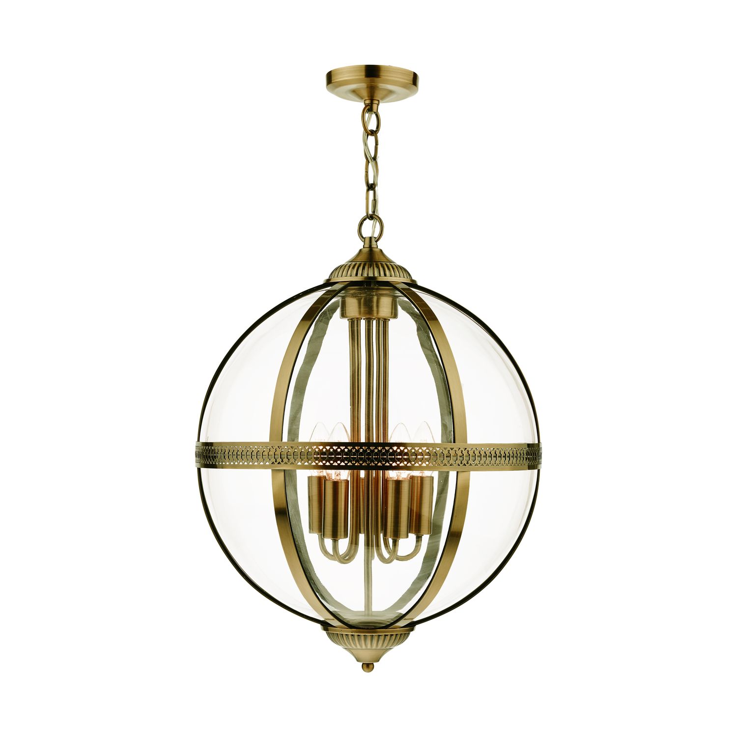 Vanessa 5-Light Lantern in Antique Brass & Glass