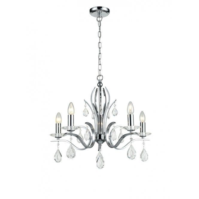 Franklite Willow 5 Light Pendant Chrome