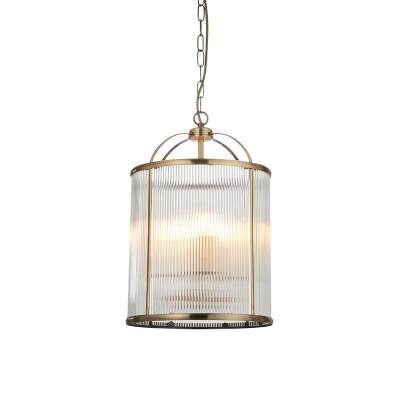 Lambeth Antique Brass & Ribbed Glass Pendant Lambeth Antique Brass & Ribbed Glass Pendant