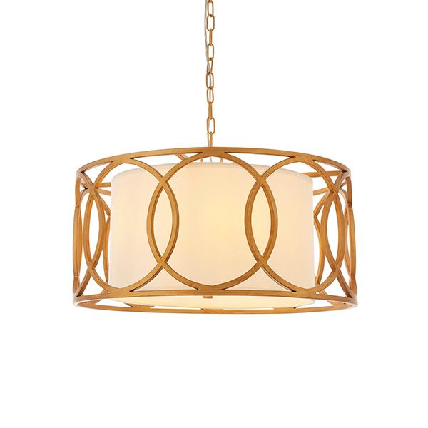 Brushed Gold & Fabric Shade Pendant – Timeless Adjustable Lighting