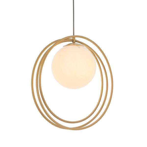 Guildford ​Art Deco-Inspired Glass Orb Pendant – Brushed Gold & Opal Elegance