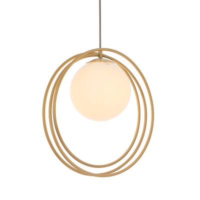 Guildford ​Art Deco-Inspired Glass Orb Pendant – Brushed Gold & Opal Elegance