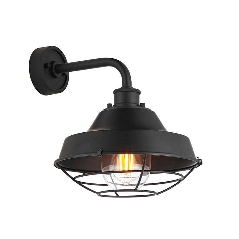 Ascot Industrial Wall Light – Weatherproof Matte Black Design