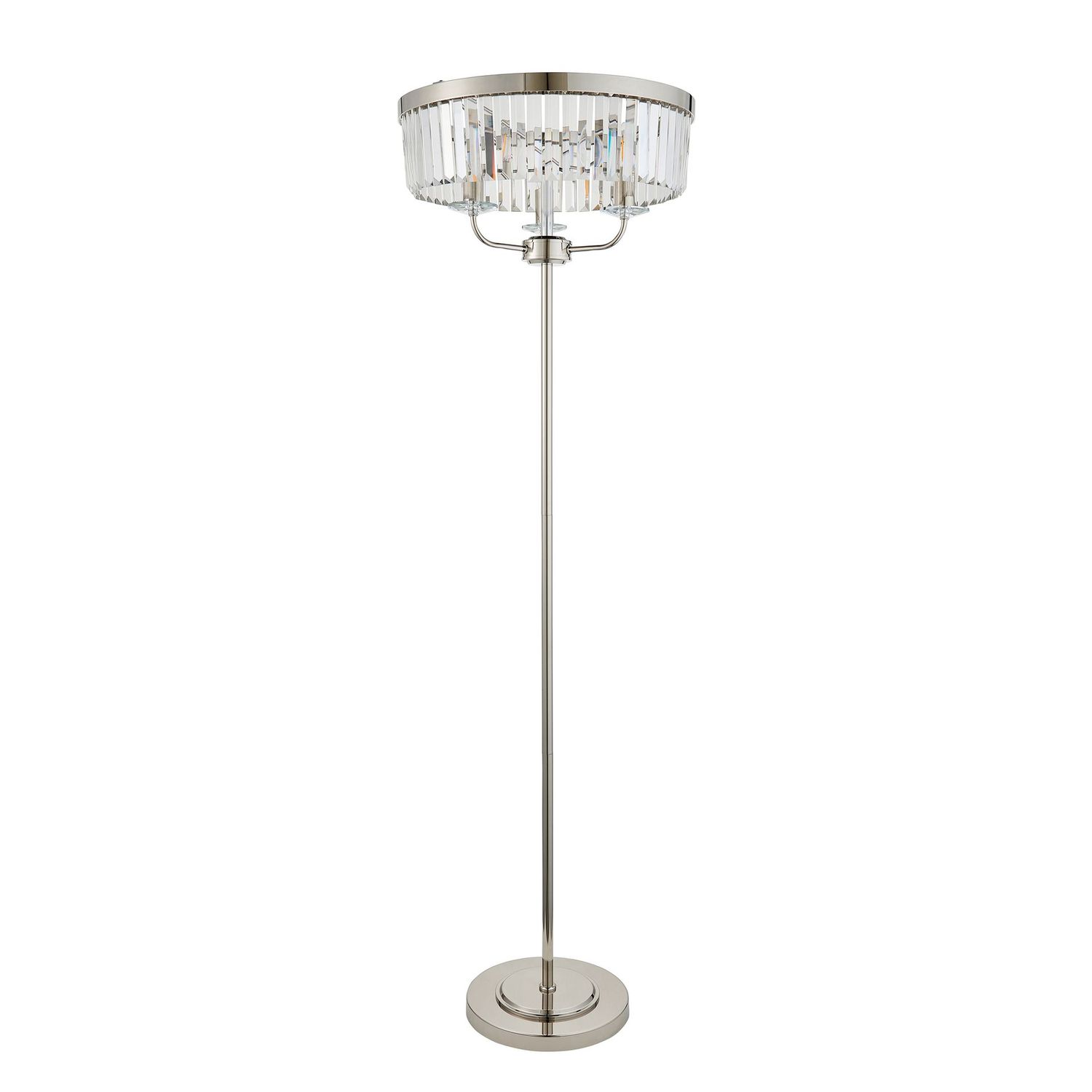 ​Elegant Nickel Floor Lamp with Faceted Glass – Timeless Statement Lighting
