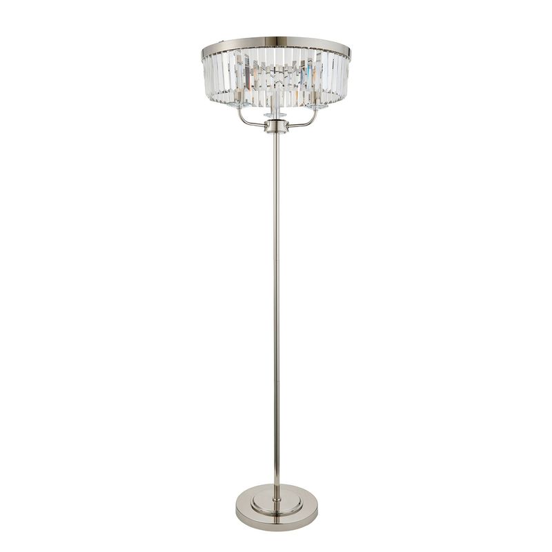 ​Elegant Nickel Floor Lamp with Faceted Glass – Timeless Statement Lighting