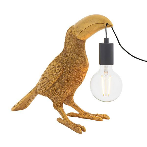 ​Toucan Table Lamp – Vintage Gold Figurine Lighting
